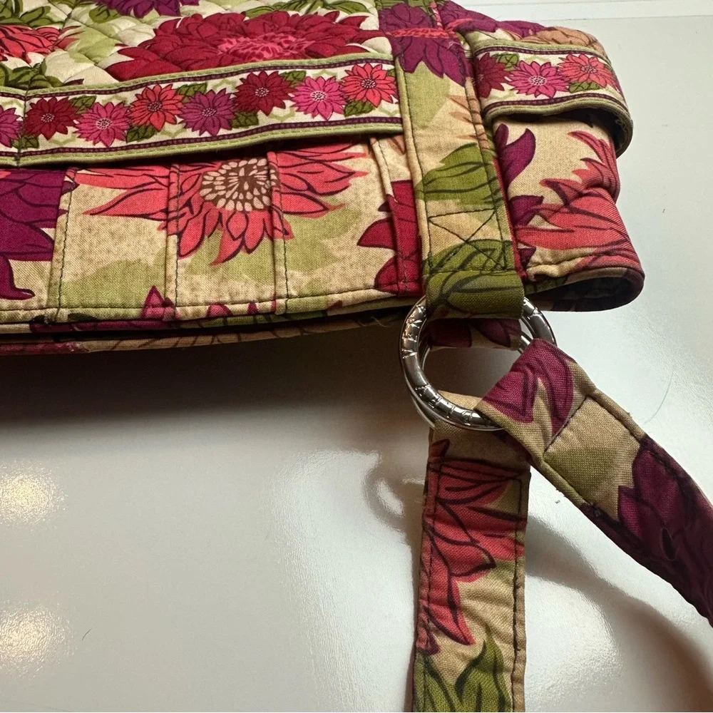 Vera Bradley Quilted Floral Shoulder Bag Pink Green Retired Cotton Purse